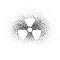 Radioactive hazard sign. Spray spot graffiti silhouette. Flat vector illustration isolated on white Royalty Free Stock Photo