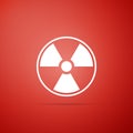 Radioactive icon isolated on red background. Radioactive toxic symbol. Radiation Hazard sign Royalty Free Stock Photo