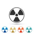 Radioactive icon isolated on white background. Radioactive toxic symbol. Radiation Hazard sign. Set elements in colored Royalty Free Stock Photo