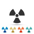 Radioactive icon isolated on white background. Radioactive toxic symbol. Radiation Hazard sign. Set elements in colored Royalty Free Stock Photo