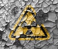 Radioactive ionizing radiation danger symbol with yellow and black stripes