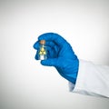 Radioactive isotope sample held by someone Royalty Free Stock Photo