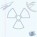 Radioactive line sketch icon isolated on white background. Radioactive toxic symbol. Radiation Hazard sign. Vector Royalty Free Stock Photo