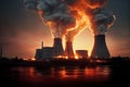 Radioactive nuclear reactors on fire of Chernobyl