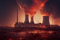 Radioactive nuclear reactors on fire of Chernobyl