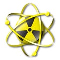 Radioactive nuclear symbol with electrons