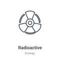 Radioactive outline vector icon. Thin line black radioactive icon, flat vector simple element illustration from editable ecology Royalty Free Stock Photo