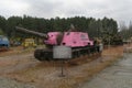 Radioactive pink rusty tank used in chernobyl radioactive disaster explosion