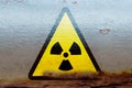 Radioactive radiation warning on the rusty container