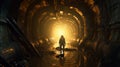 Radioactive Sewer Hell, Cinematic Scene, Some People Silhouettes, Generative AI