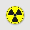 Radioactive sign, symbol in circle. Stylized, with transparent drop-shadow. Royalty Free Stock Photo