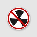 Radioactive sign, symbol in circle. Stylized, with transparent drop-shadow. Royalty Free Stock Photo