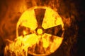 Radioactive Symbol on Fire Representing Danger and Hazard Royalty Free Stock Photo