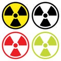 Radioactive symbol in flat design. Royalty Free Stock Photo