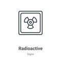 Radioactive symbol outline vector icon. Thin line black radioactive symbol icon, flat vector simple element illustration from Royalty Free Stock Photo