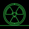 Radioactive toxic symbol. Radiation hazard sign icon neon glow concept