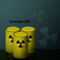 Radioactive uranium in the barrels. Royalty Free Stock Photo