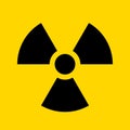 Radioactive warning yellow circle sign. Radioactivity warning vector symbol