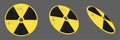 Radioactive warning yellow circle sign. Radioactivity warning vector symbol.