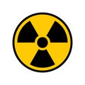 Radioactive warning yellow circle sign. Radioactivity warning symbol.