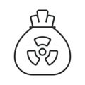 Radioactive waste bag icon in line design. nuclear waste, radiation, hazard on white background vector. Hazard editable stroke Royalty Free Stock Photo