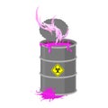 Radioactive waste barrel. Toxic refuse keg.