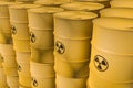 Radioactive waste barrels - nuclear waste dumping concept Royalty Free Stock Photo