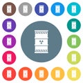 Radioactive waste flat white icons on round color backgrounds Royalty Free Stock Photo