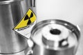 Radioactive waste of nuclear power plant of fuel uranium in barrel is sent for reprocessing and burial