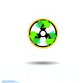 Radioactive waste recycling icon. Recycle arrows ecology symbol. Recycled cycle arrow eco. Logotype garbage recycle concept