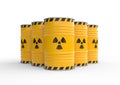 Radioactive yellow barrels isolated on white background Royalty Free Stock Photo
