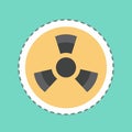 Radioactive Zone Sticker in trendy line cut isolated on blue background