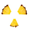 Radioactivity symbol made from pineapple segments.