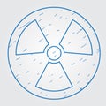Radioactivity, symbol of radioactive waste logo. Outline drawing Royalty Free Stock Photo
