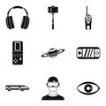 Radiocommunication icons set, simple style Royalty Free Stock Photo