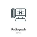 Radiograph outline vector icon. Thin line black radiograph icon, flat vector simple element illustration from editable dentist