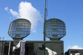 Radiolocating war machine. A target acquisition and distribution radar system. Radar of military machine under open sky Royalty Free Stock Photo