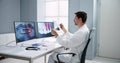 Radiologist dentist using x ray software
