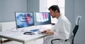 Radiologist Dentist Using X Ray Software