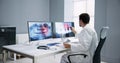 Radiologist Dentist Using X Ray Software