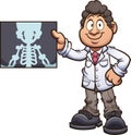 Cartoon radiologist doctor holding an x-ray