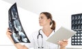 Radiologist woman checking xray, healthcare, medical