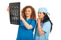 Radiologists women examine MRI Royalty Free Stock Photo