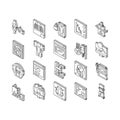 Radiology Equipment Collection isometric icons set vector Illustration Royalty Free Stock Photo