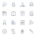 Radiology line icons collection. X-ray, Imaging, Ultrasound, MRI, CT, Fluoroscopy, Mammography vector and linear