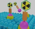 A radionuclide is combined with a targeting vector (Binding molecule)