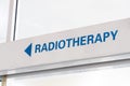 Radiotherapy word direction signage in hospital for cancer treatment