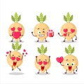 Radish cartoon character with love cute emoticon Royalty Free Stock Photo