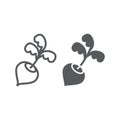 Radish line and glyph icon, vegetable and diet