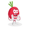 Radish mascot and background in love pose Royalty Free Stock Photo